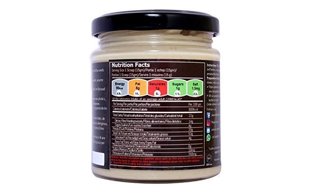 Fitjars Almond Butter with Flax Seeds    Glass Jar  200 grams